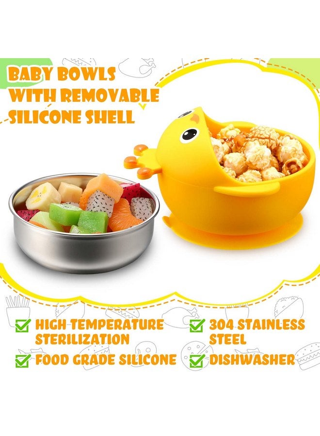 نوجو مجموعة من 4 أوعية طعام للأطفال من الفولاذ المقاوم للصدأ 304 مع غلاف من السيليكون من Nuogo، أوعية طعام للأطفال الصغار مع وعاء مانع للانزلاق بتصميم حيواني لطيف، أوعية آمنة لإطعام الطفل الحساء والمعكرونة والوجبات الخفيفة - Image 3