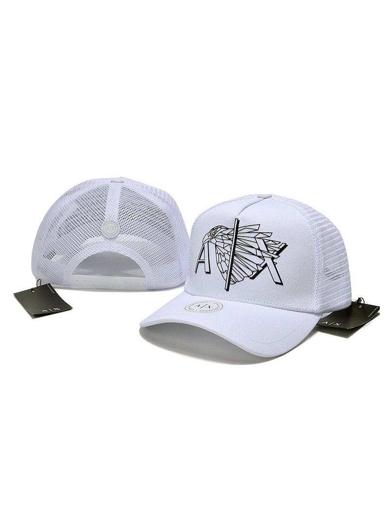 Armani Exchange White Trucker Cap with Eagle Graphic Logo