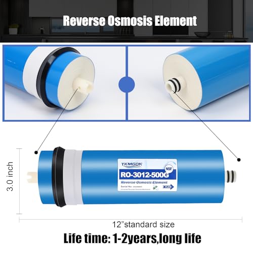 YKMGON 500GPD Reverse Osmosis Membrane Kit with RO Membrane Housing,Wrench,Quick-Connect Fittings,Check Valve and Water Pipe Replacement for Under Sink Home Drinking RO Water Filter System - Image 2