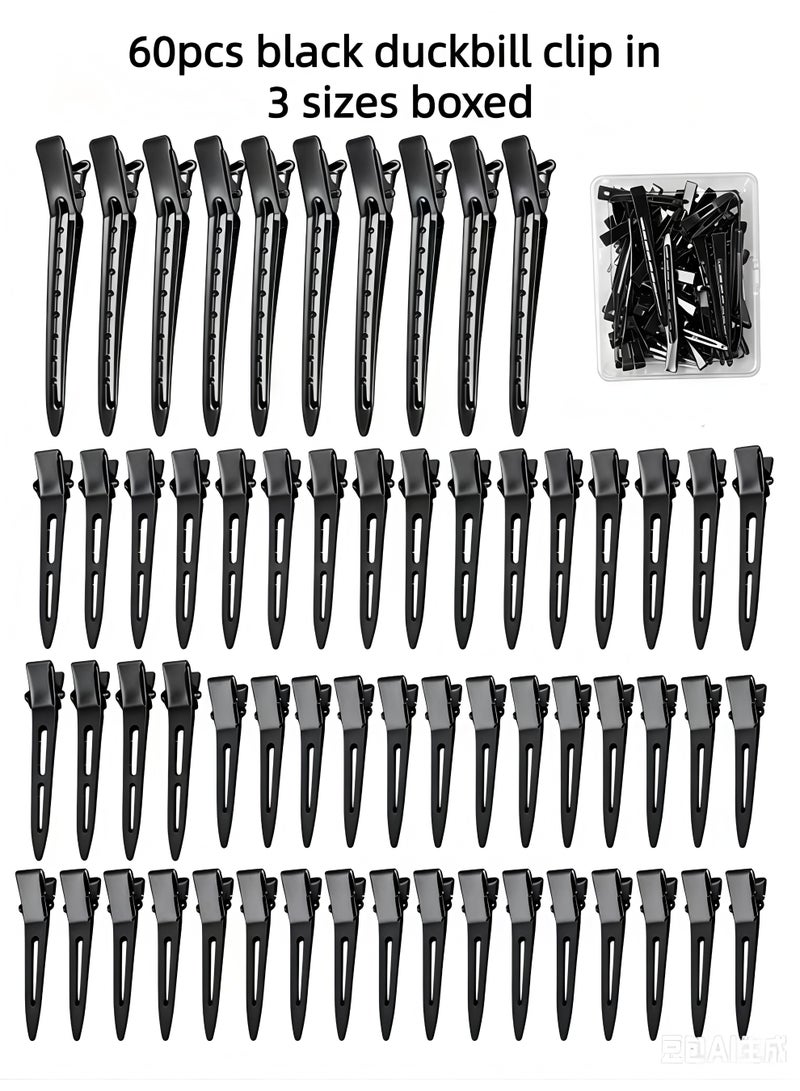 Loucky 60 PCS Duckbill Clips Set - High-quality metal hair clips, Heavy Duty Rustproof Alligator Sectioning Clips (3 Sizes) with Storage Box | No-Slip Grip for Thick Hair, Salon & Home Styling - Image 1
