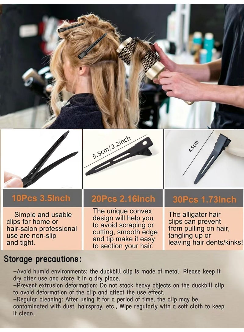 Loucky 60 PCS Duckbill Clips Set - High-quality metal hair clips, Heavy Duty Rustproof Alligator Sectioning Clips (3 Sizes) with Storage Box | No-Slip Grip for Thick Hair, Salon & Home Styling - Image 4