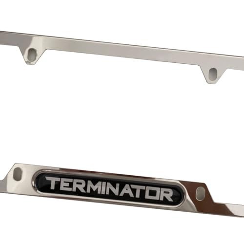 QAMNVCRTY Silver Terminator License Plate Frame Cover Holder for Mustang F150 Cobra SVT Truck Car Accessories Stainless Steel 1PC - Image 4