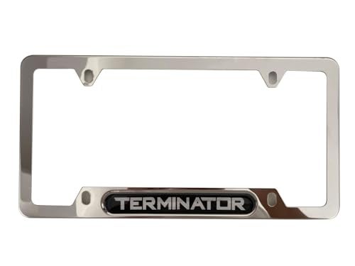 QAMNVCRTY Silver Terminator License Plate Frame Cover Holder for Mustang F150 Cobra SVT Truck Car Accessories Stainless Steel 1PC - Image 1