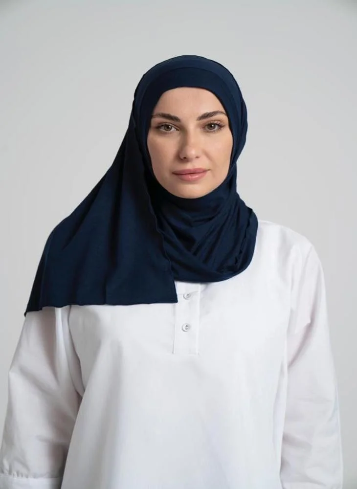 أيلا فاشون حجاب قطن مخيط جاهز - كحلي