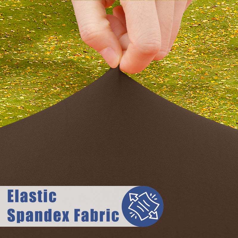 Moosfor Round Spandex Tablecloth  Elastic Fitted Waterproof Tablecloths For 36""-44"" Tables  Stretch Washable Picnic Table Cover For Camping  Dining  Indoor And Outdoor  Coffee - Image 2