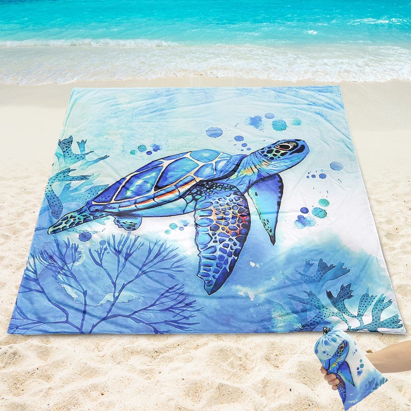 WIWIGO Beach Blanket Waterproof Sandproof Beach Mat 79 X 83/10'x9'for 2-8 Adults Quick Drying Outdoor Picnic Mat Beach Accessories for Travel, Camping, Hiking - Image 4