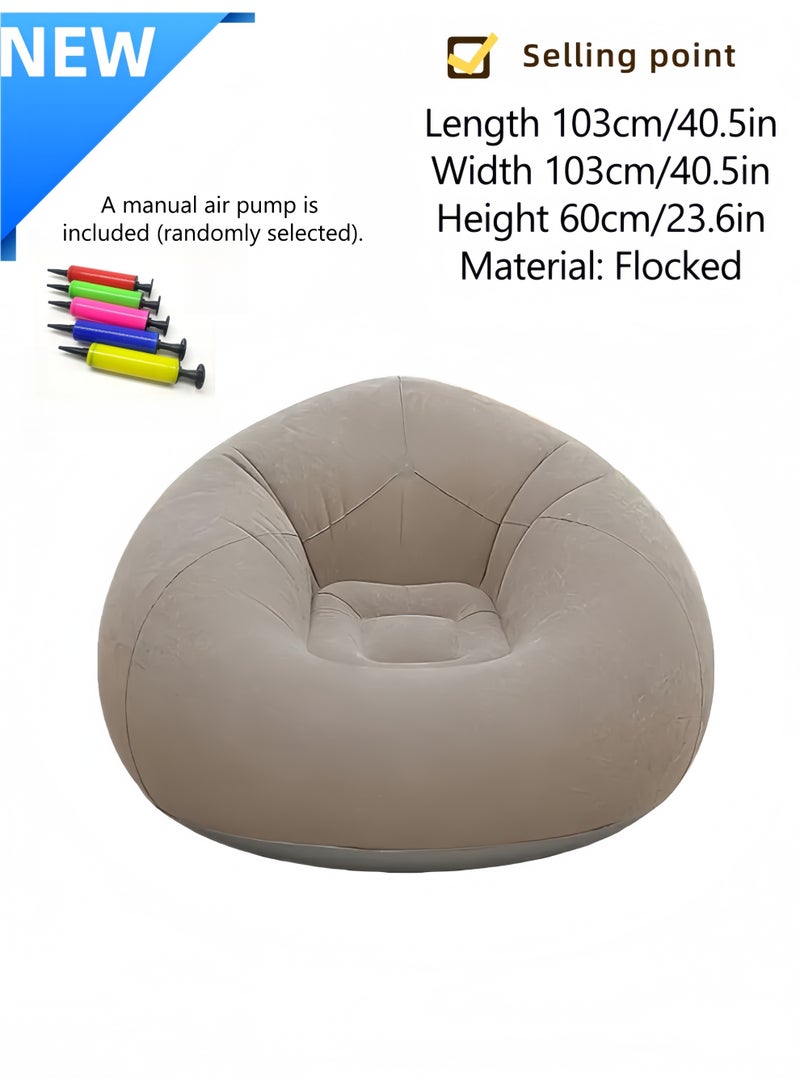 Beanbag-Free Inflatable Lounge Chair Coffee Brown 103x103x60 cm Includes one manual air pump (color random) - Image 1