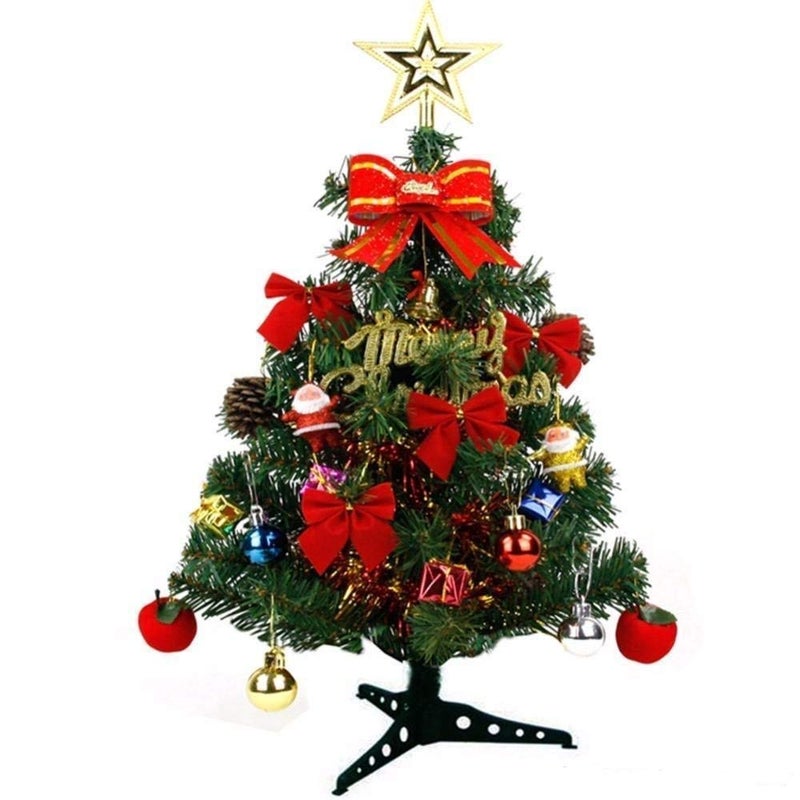 C R Tradelink C R Tradelink 2 feet Christmas Tree Xmas Tree with Solid Plastic Legs Weight Perfect for Christmas Decoration Green 2 FEET with Any 35 pcs Decorative Ornaments  - Image 1