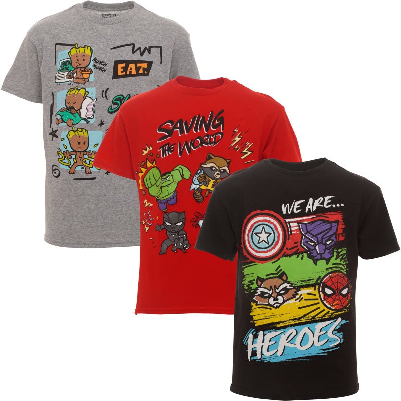 Marvel Avengers Toddler Boys 3 Pack T-Shirts Gray/Black/Red 4T - Image 1