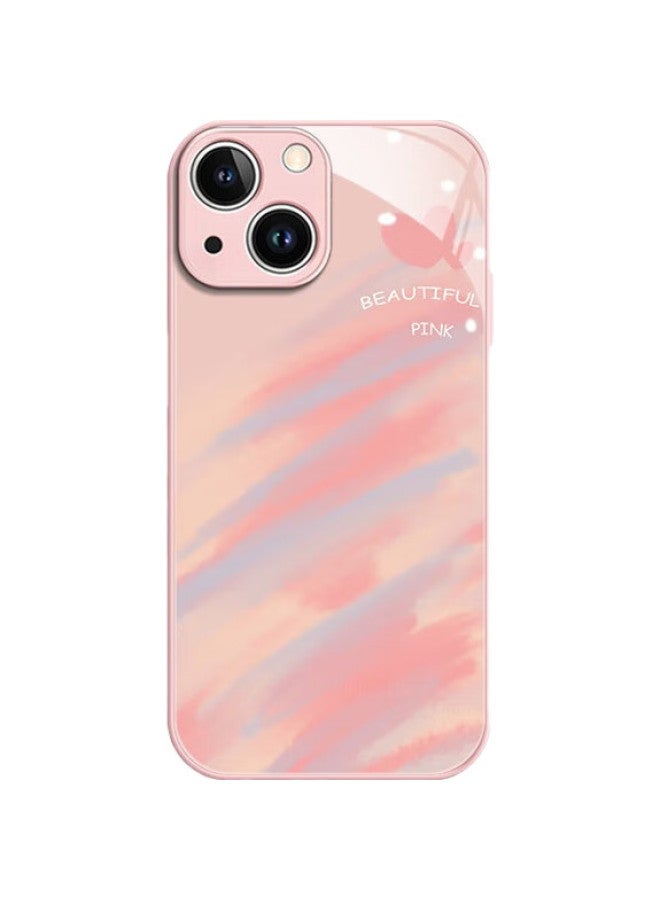 Jiang Ming Jiangming, Suitable For Apple 13 Phone Case, 13 Phone Protective Cover, Liquid Glass Hard Back Plate, Soft Shell, Full Coverage, Excellent Hand Feel, Fresh Style For Girls And Boys, Fashionable, Shockproof - Image 1