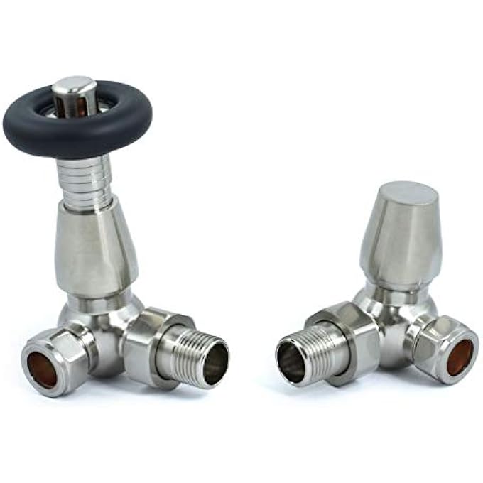 HOT-FLOW | JORDAN THERMOSTATIC RADIATOR VALVE  CORNER (SATIN NICKEL) - Image 1