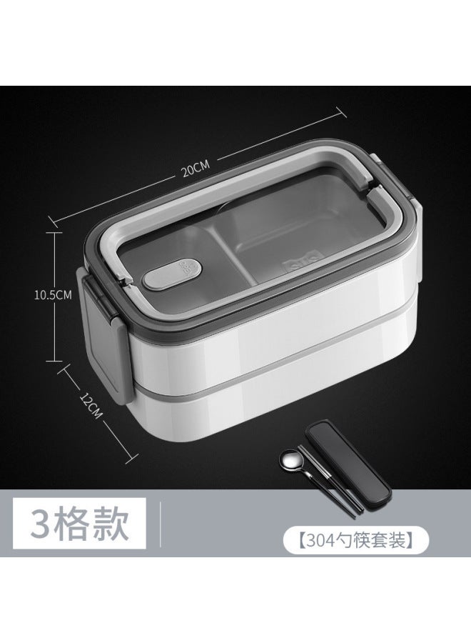 304 Stainless Steel Lunch Box Double Compartment Lunch Box Portable Lunch Box Microwave Heating Student Lunch Box