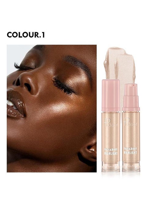 Face & Body Highlight, Liquid Makeup Shimmer Glow Illuminator, Bronzer Smooth Shine Shimmer Liquid Foundation, Waterproof Moisturizing Body Highlighter (#01)