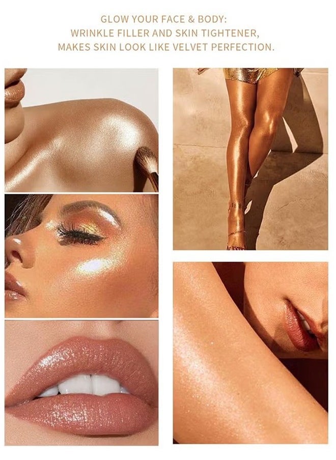 Face & Body Highlight, Liquid Makeup Shimmer Glow Illuminator, Bronzer Smooth Shine Shimmer Liquid Foundation, Waterproof Moisturizing Body Highlighter (#01)
