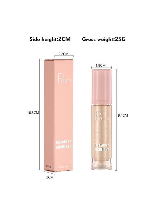 Face & Body Highlight, Liquid Makeup Shimmer Glow Illuminator, Bronzer Smooth Shine Shimmer Liquid Foundation, Waterproof Moisturizing Body Highlighter (#01)