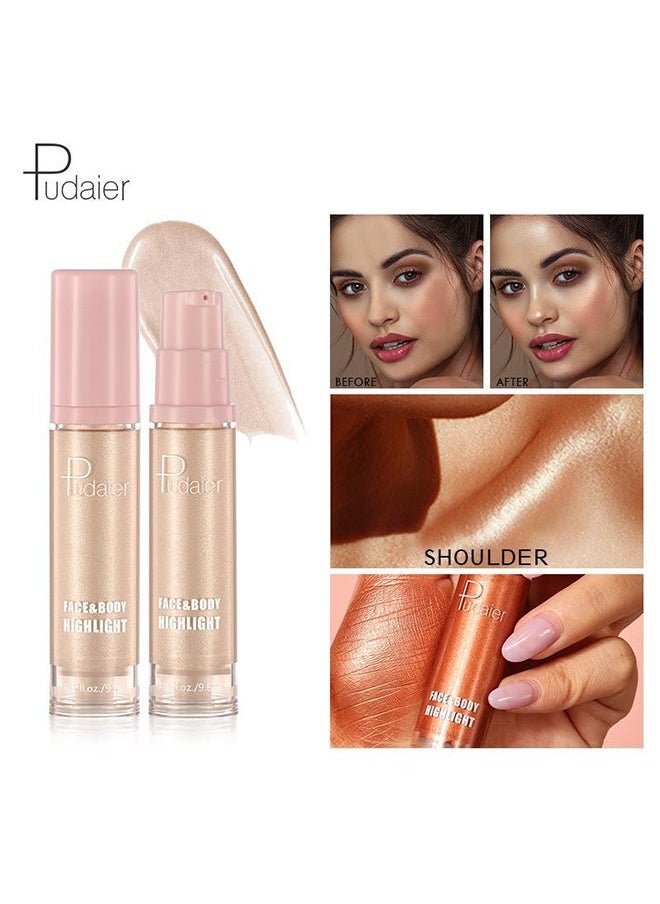 Face & Body Highlight, Liquid Makeup Shimmer Glow Illuminator, Bronzer Smooth Shine Shimmer Liquid Foundation, Waterproof Moisturizing Body Highlighter (#01)