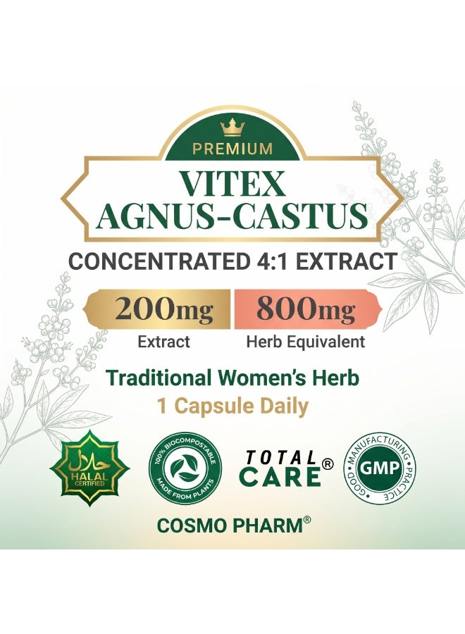 Cosmo Pharm Vitex 800 Chasteberry | Supports Hormonal Balance & a Comfortable Monthly Cycle for Women | 90 Vegetable Capsules - Image 5