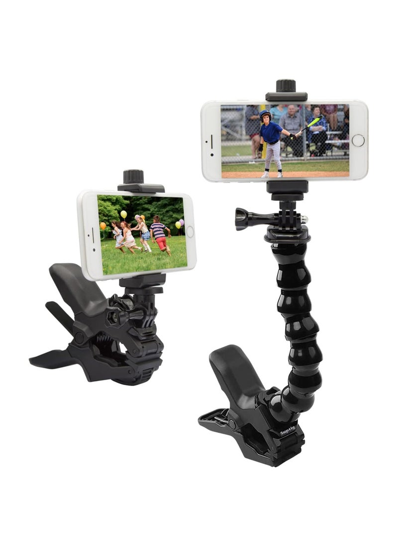 Generic Gooseneck Phone Holder for Desk, Adjustable Clamp Mount for 4-7'' Devices, Compatible with iPhone 14 Plus, 13 Pro, XS Max, XR, X, 8, 7, 6, 6s Plus and More.  - Image 1