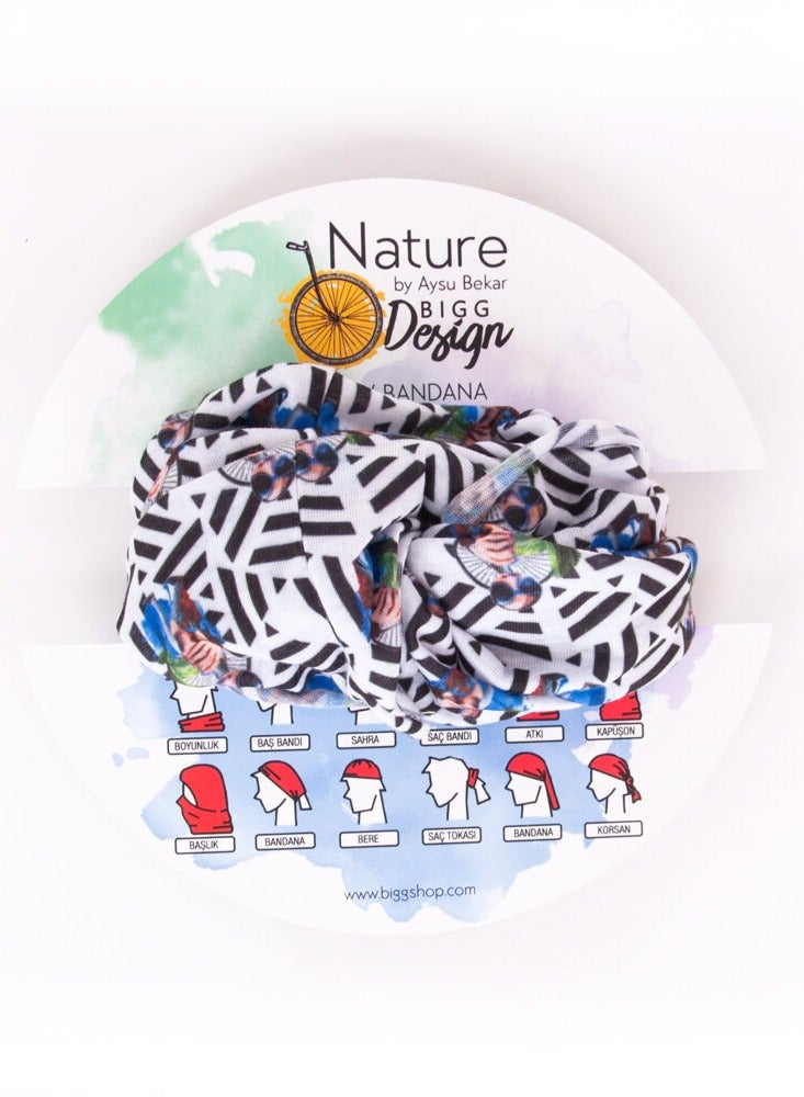 بيج ديزاين باندانا بنقشة طبيعية، 100% بوليستر ميكروفايبر، وشاح بطبعة منقوشة، خفيف الوزن، عصابة رأس للحماية من الشمس، مناسب للرجال والنساء، صنع في تركيا - Image 2