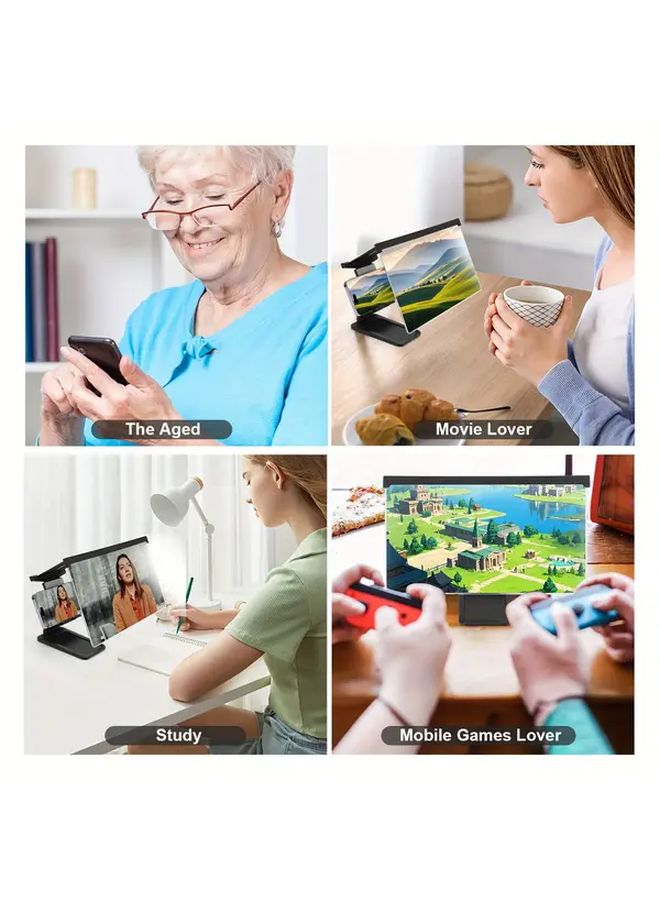 12 بوصة مكبر شاشة هاتف محمول مع حجب الضوء الأزرق عالي الدقة للهواتف الذكية والأجهزة اللوحية والألعاب - Image 2