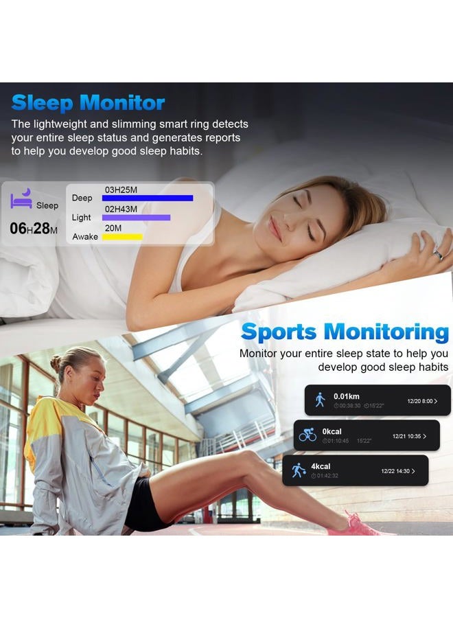 MagLoop Smart Ring Health Tracker for Men/Women with LED Dispay Screen,Fitness Ring Sleep Tracker,Fast Charging,for Pedometer Exercise,Monitor Sleep,Heart Rate, Stress,Waterproof (Silver, 10) - Image 5