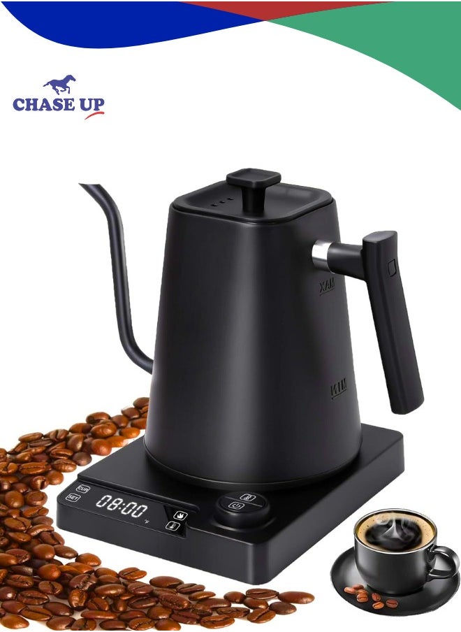 Chase Up Electric Kettle Tea & Coffee Kettle with Temperature Control, Stainless Steel Gooseneck Kettle 1200W Rapid Heating, Auto Shut-Off, Matte Black ﻿  - Image 1