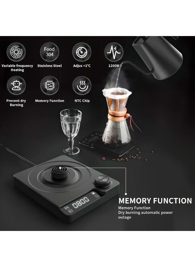 Chase Up Electric Kettle Tea & Coffee Kettle with Temperature Control, Stainless Steel Gooseneck Kettle 1200W Rapid Heating, Auto Shut-Off, Matte Black ﻿  - Image 2
