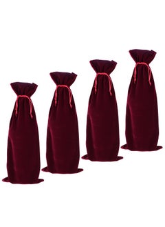 BCP BCP 4-pieces 14"x 5.5" Luxury Flannelette Red Wine Bottle Gift Bags with Double Drawstring Closure for Wedding Party  - Image 1