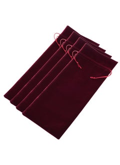 BCP BCP 4-pieces 14"x 5.5" Luxury Flannelette Red Wine Bottle Gift Bags with Double Drawstring Closure for Wedding Party  - Image 4
