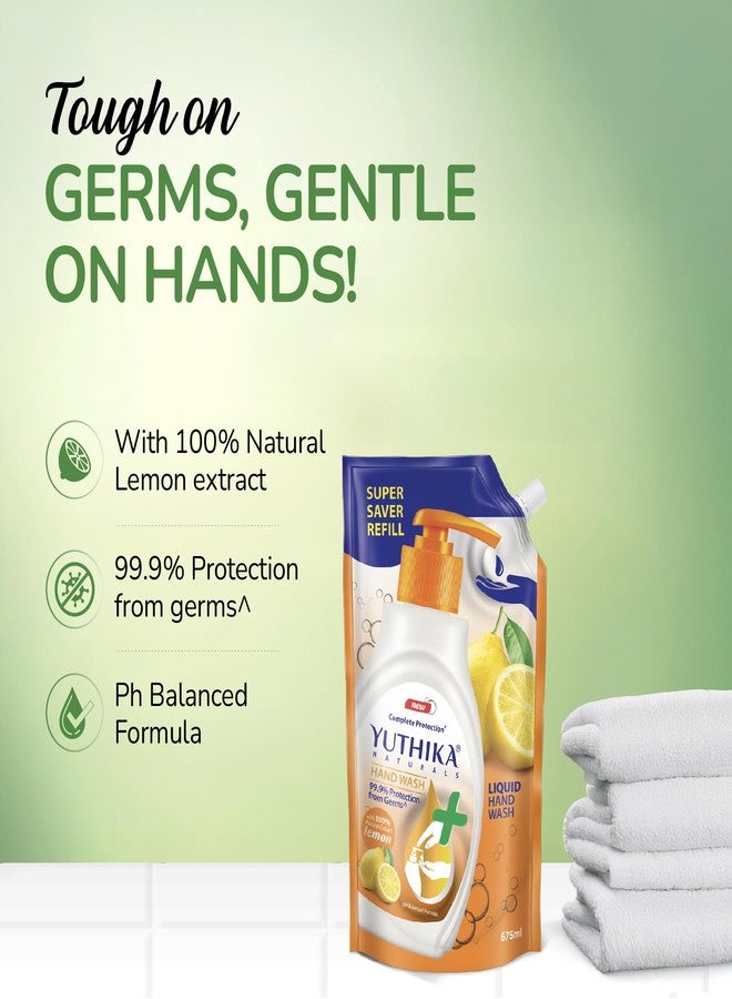 Yuthika Naturals Hand Wash Complete Protection 100% Natural Extract for Hand Hygiene Protect from Germs pH Balanced Formula Lemon 650ml (Pack of 1) - Image 5