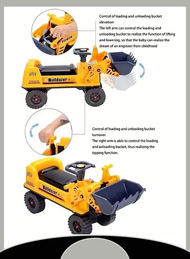 Bulldozer Toy Tractor Baby Walker Easy Assembly Sturdy Load Capacity Child Safety Non Slip Anti Fall Design with Built In Storage Box Ideal Learning Push Toy  - Image 3
