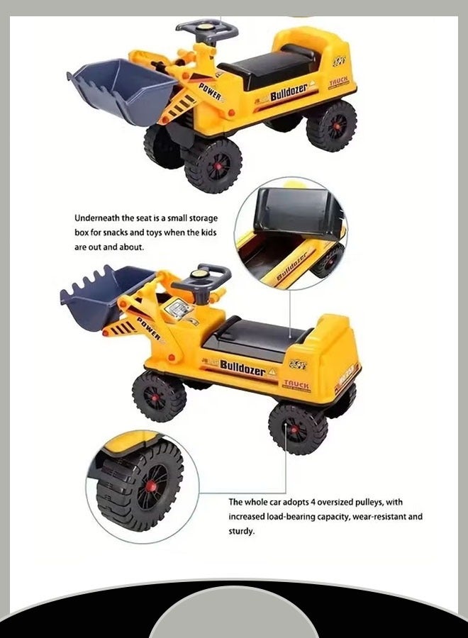 Bulldozer Toy Tractor Baby Walker Easy Assembly Sturdy Load Capacity Child Safety Non Slip Anti Fall Design with Built In Storage Box Ideal Learning Push Toy  - Image 4