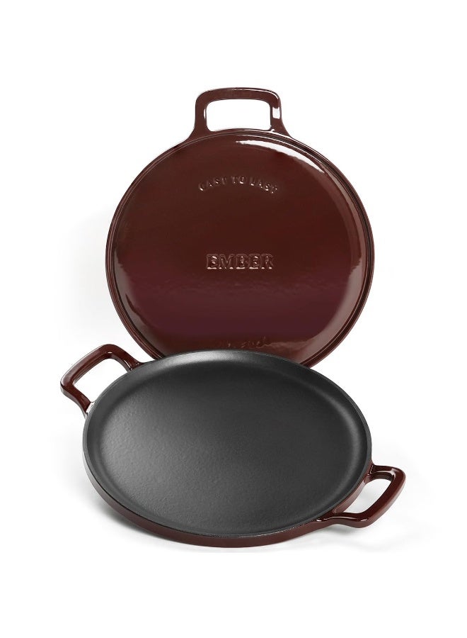 Ember Cookware Ti-Enamel Cast Iron Tawa for Dosa 30 cm | Non Stick Induction Cookware | 10 Year Warranty | Cast Iron Tawa for Roti & Dosa | Non Stick Dosa Tawa | Cast Iron Cookware | Wine - Image 1