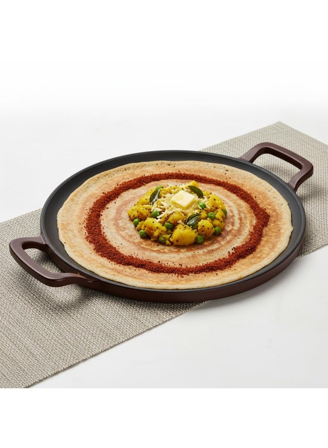 Ember Cookware Ti-Enamel Cast Iron Tawa for Dosa 30 cm | Non Stick Induction Cookware | 10 Year Warranty | Cast Iron Tawa for Roti & Dosa | Non Stick Dosa Tawa | Cast Iron Cookware | Wine - Image 3