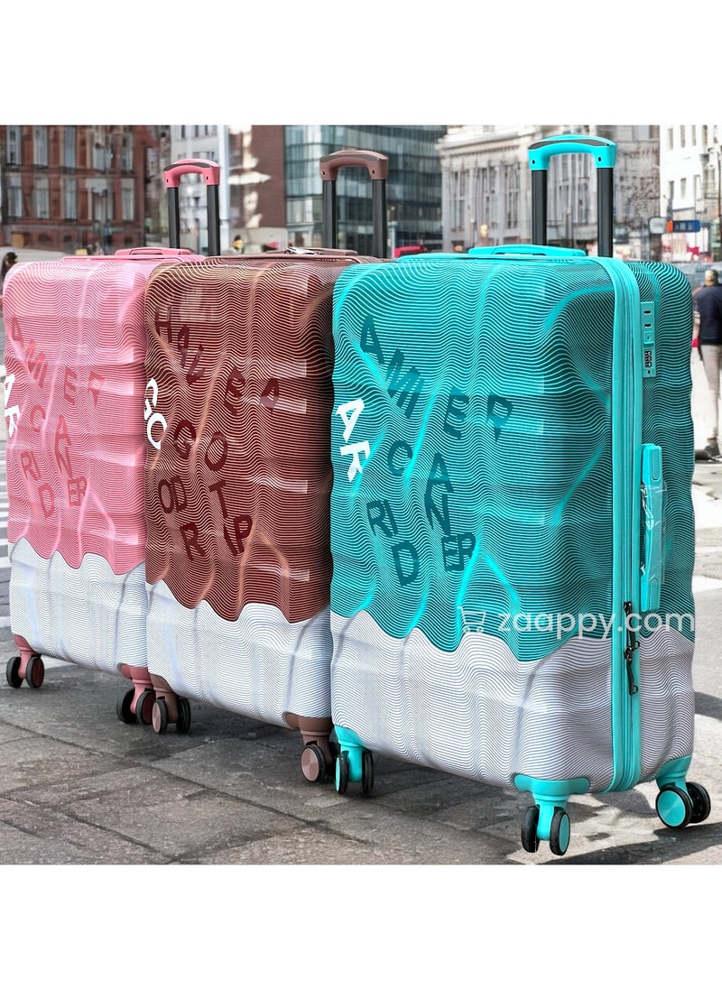 ZAAPPY - Lightweight 20 Inch Cabin Luggage, Colorful Printed Polycarbonate (PC) Hard Shell Trolly with Smooth Spinner wheels, Combination Lock Best Suitcase for Travel - Image 1