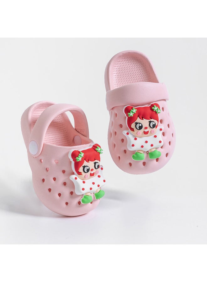 New Cute Strawberry Closed-toe Sandals For Summer, Cartoon Girls' Clogs For Home And Outdoor Use, Parent-child Children's Slippers