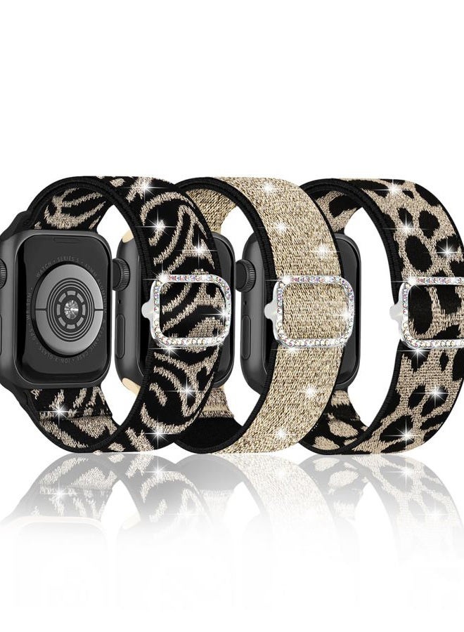 BandSmith Stretchy Bling Band Compatible with Apple Watch 38mm 40mm 41mm 42mm 44mm 45mm 46mm 49mm Women, Nylon Sparkly Strap Solo Loop Glitter Wristband for iWatch Series 10 9 8 7 6 5 4 3 2 1 SE Ultra - Image 1