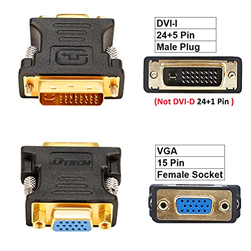 Ruhza DTech DVI Male to VGA Female Adapter High Speed DVI-I24+5 Port Converter for HDTV, Plasma, DVD and Projector - Image 2