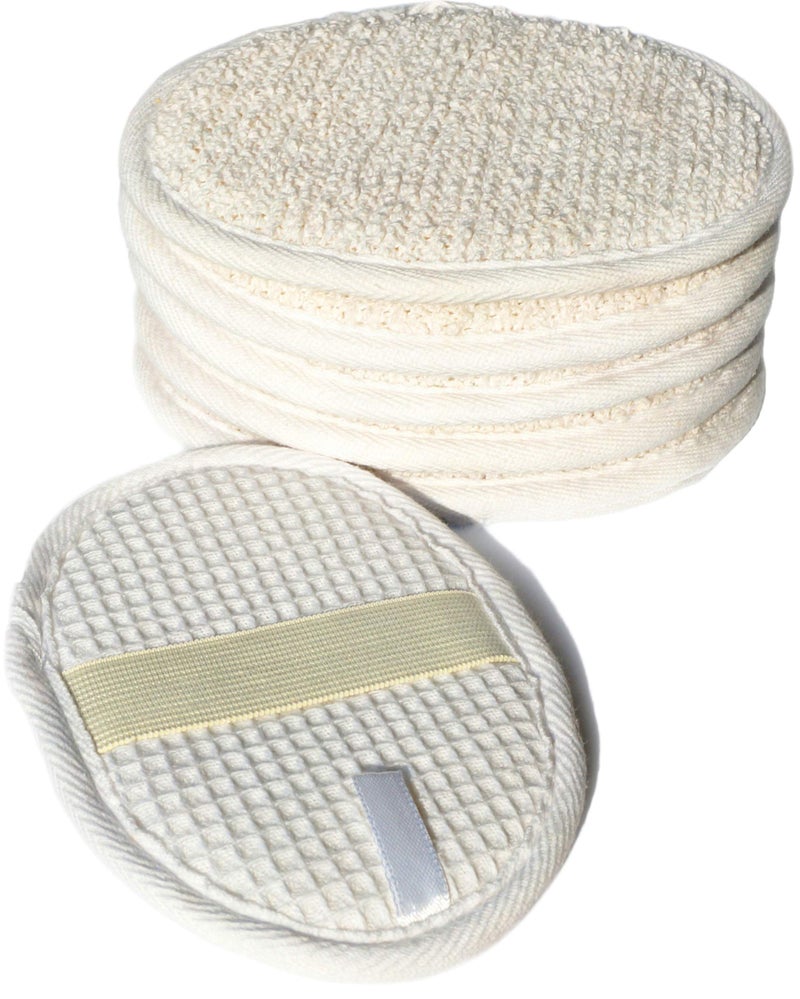 JINS-Hung 6Pack (Large 6.3x4.3 inches) Exfoliating Face Body Pad (100% Soft Terry Cloth) Cloth Materials Loofah Sponge Scrubber Brush Close Skin for Men and Women When Bath Spa and Shower - Image 1
