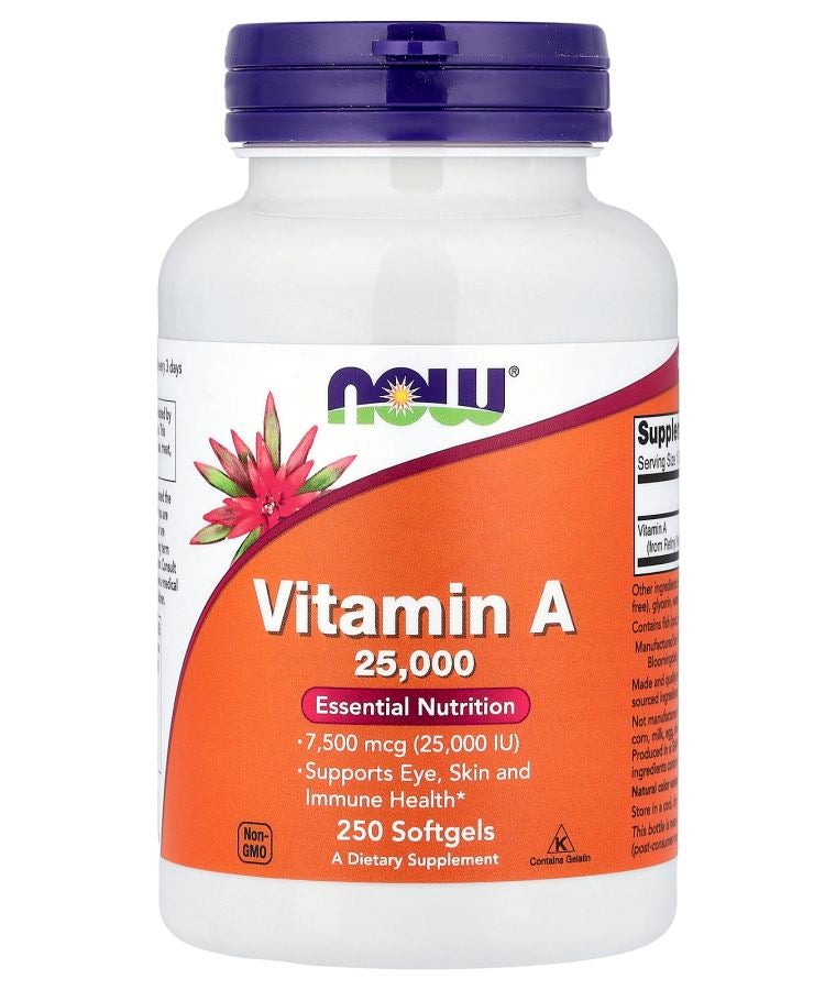 now Vitamin A 7500 mcg (25000 IU) 250 Softgels