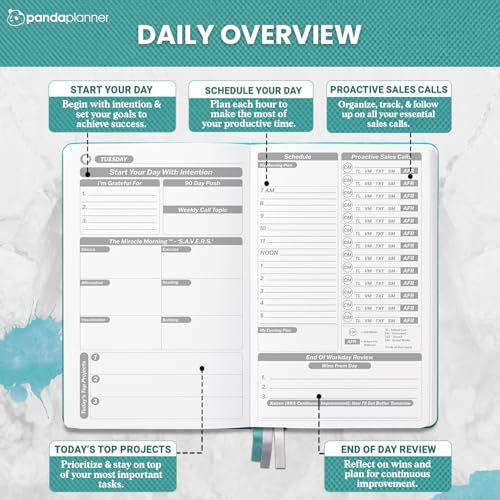 Panda Planner Planner 2025-2026 – Panda Planner Sales Pro Daily Planner for Salespeople | 90-Day Undated Productivity, Goal, & Sales Tracker | Business Planner with Monthly, Weekly & Daily Layout | Teal - Image 2