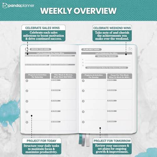 Panda Planner Planner 2025-2026 – Panda Planner Sales Pro Daily Planner for Salespeople | 90-Day Undated Productivity, Goal, & Sales Tracker | Business Planner with Monthly, Weekly & Daily Layout | Teal - Image 3