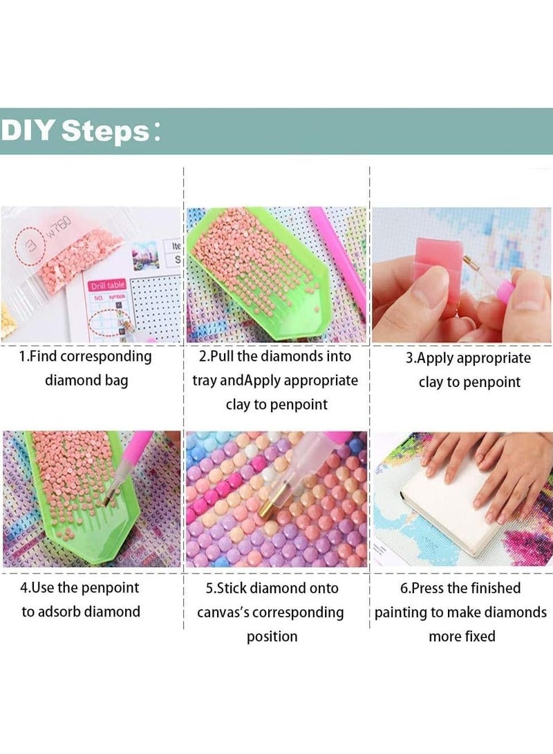 SOLARAE 4Pcs Diamond Art Painting Kits Cartoon Full Drill Diamond Dots Paintings for Beginners 5D Diamond Art Kits DIY Full Drill Diamond Crystal Craft Kits for Home Wall Decor 15.7x11.8 inch - Image 5