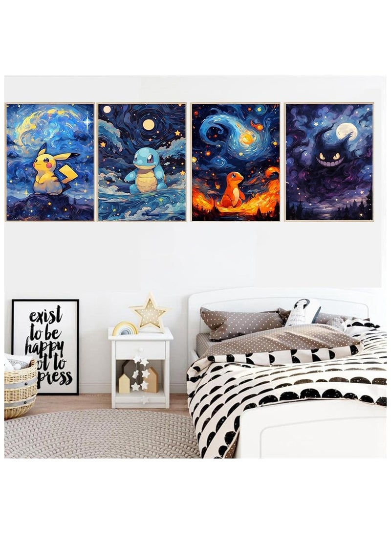 SOLARAE 4Pcs Diamond Art Painting Kits Cartoon Full Drill Diamond Dots Paintings for Beginners 5D Diamond Art Kits DIY Full Drill Diamond Crystal Craft Kits for Home Wall Decor 15.7x11.8 inch - Image 2