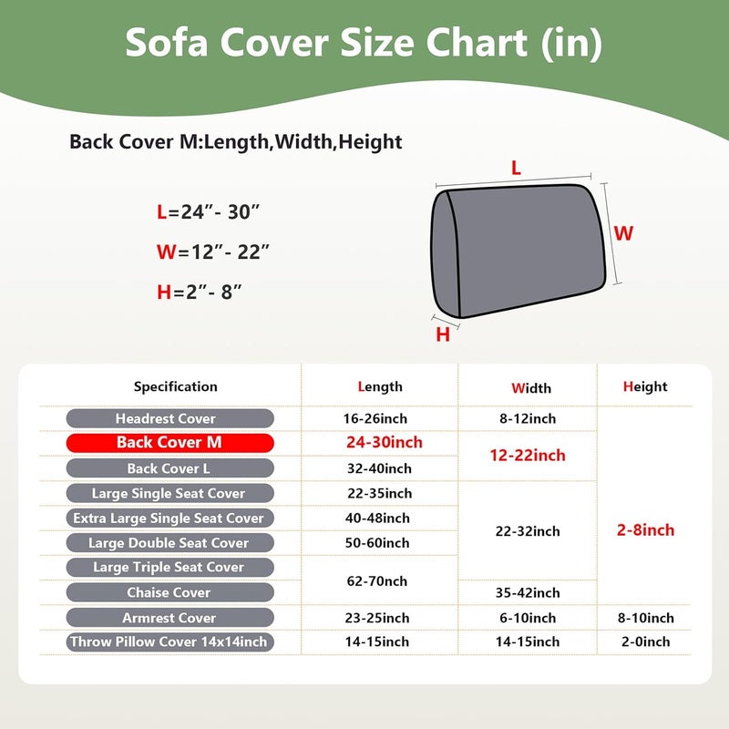 Yoovat Couch Cushion Covers for Sofa Couch Covers Wear-Resistant Universal Sofa Cover Washable Stretch for Sectional Slipcovers (Texture-Green,Back Cover M) - Image 2