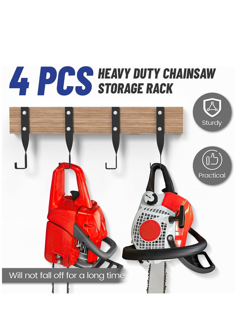 Chainsaw Holder Wall Mount,Backpack Blower Rack Accessories for Garage Wall,Garage Storage Hooks,Heavy-Duty Weed Eater String Trimmer Hanger Storage Rack for Home Hand Power Tools 4pcs  - Image 2