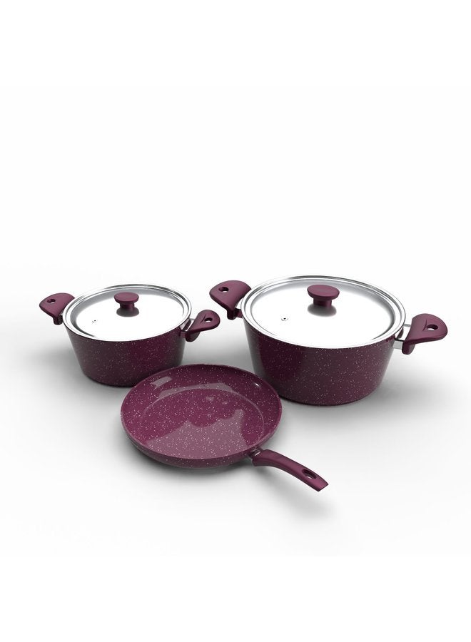 Cooking Set5 Pieces Pot (20-24 + Frypan 24 ) Burgundy (Suitable For Induction)