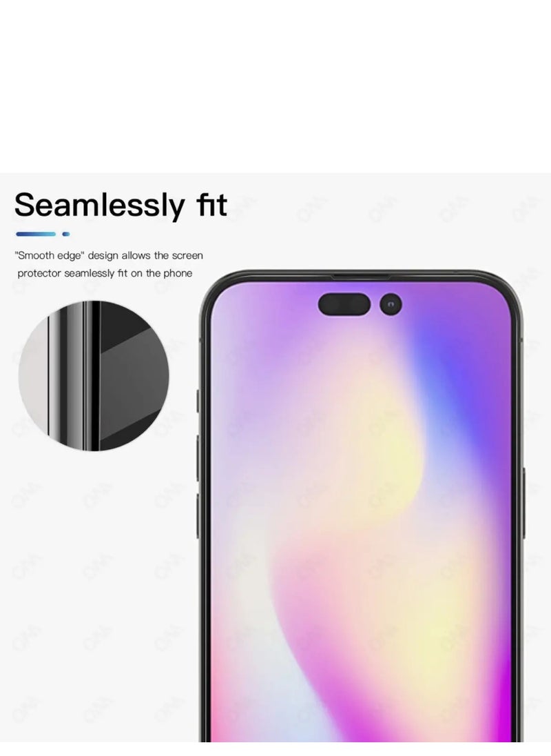 HEXABEX واقي شاشة iPhone 14 Pro، واقي شاشة من الزجاج المقوى عالي الجودة لهاتف iPhone 14 Pro 6.1 بوصة أسود/شفاف  - Image 2