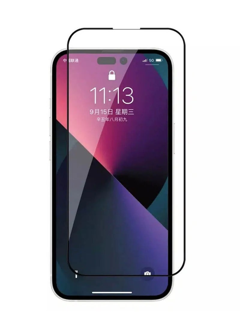 HEXABEX واقي شاشة iPhone 14 Pro، واقي شاشة من الزجاج المقوى عالي الجودة لهاتف iPhone 14 Pro 6.1 بوصة أسود/شفاف  - Image 1