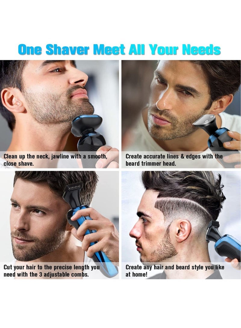 Captaintech Men's Electric Razor 2024 Men's Electric Razor Rotary Replacement/Waterproof/Rechargeable Electric Razor Men's Cordless Floating Head Replaceable Blades Portable Travel Razor Gift for Men - Image 2